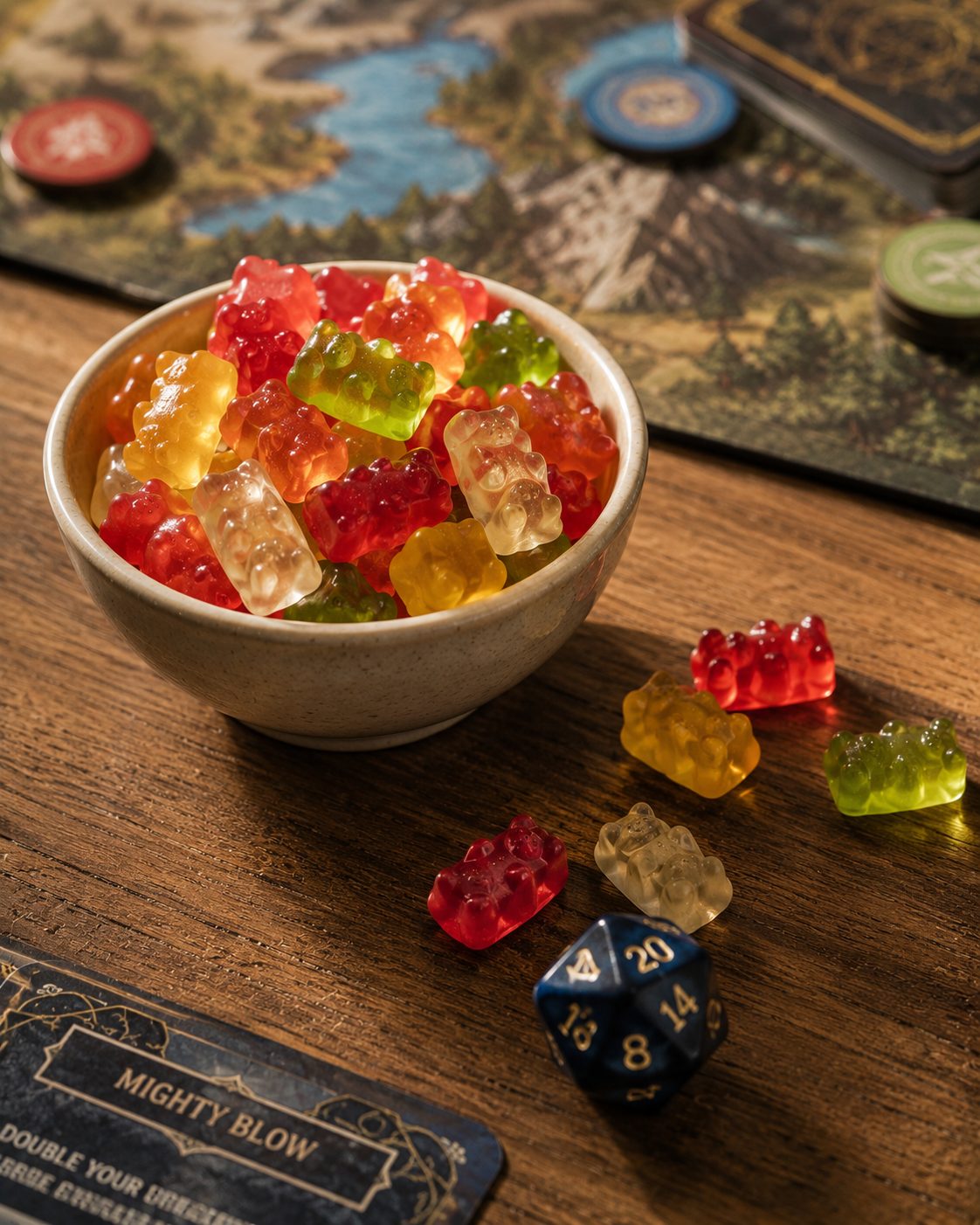 Gummibärchen am Spieltisch